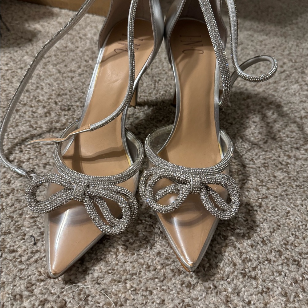 Silver Bow Heels